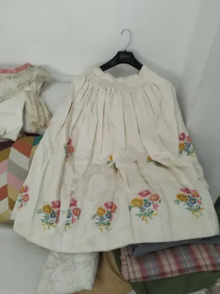 Vestido Fallera Infantil Completo Blanco y Rosa