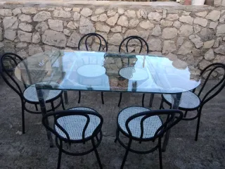 Mesa comedor cristal+6 sillas