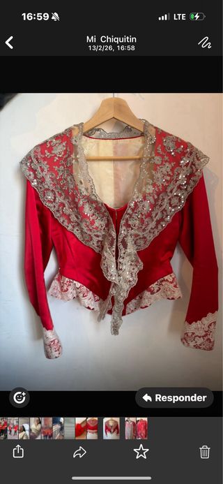 Traje de Fallera Rojo y plata Se alquila