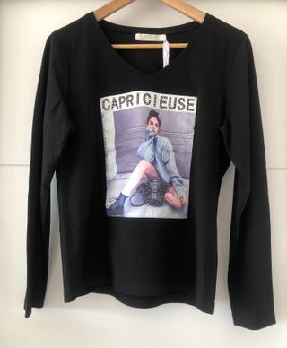Camiseta negra manga larga mujer Capricieuse
