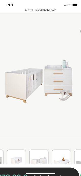 Cómoda y cuna a juego con cambiador y colchon.