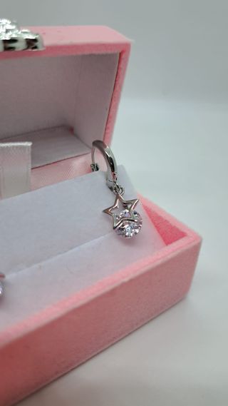 Pendientes Aro Estrella Circonitas Plata 925