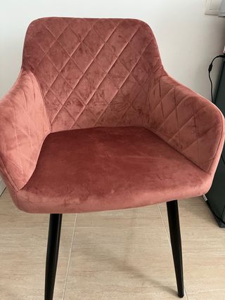 Sillón Terciopelo Rosa Patas Negras