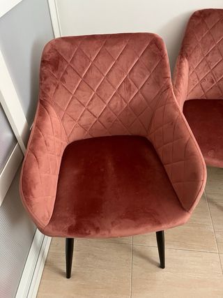 Sillón Terciopelo Rosa Patas Negras