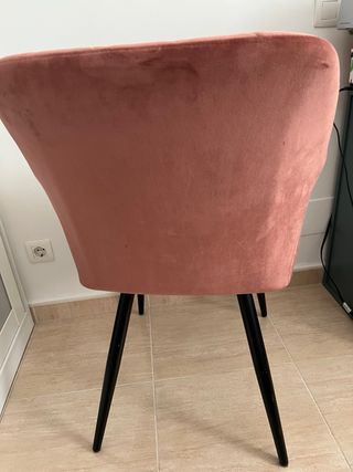 Sillón Terciopelo Rosa Patas Negras