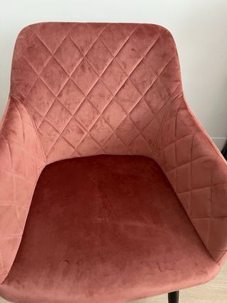 Sillón Terciopelo Rosa Patas Negras