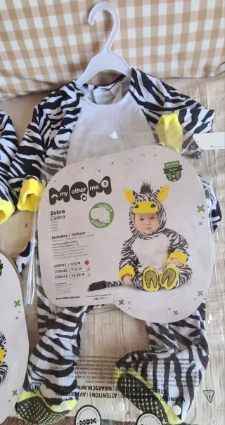 2 Disfraces Bebé Cebra Talla 0-6M