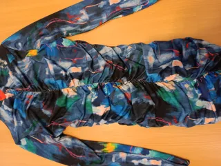 Vestido Azul Multicolor Entallado