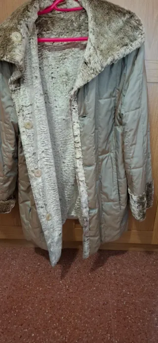 Abrigo invierno reversible beige/verdoso