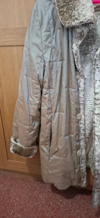 Abrigo invierno reversible beige/verdoso