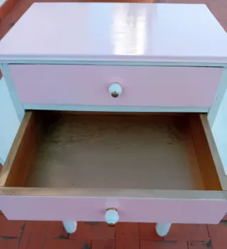 Cajonera doble blanca rosa y dorada