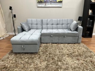 Sofá Cama Chaise Longue Gris con Arcón