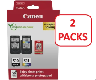 2 uds. Pack Canon PG-510/CL-511 + 50 papel foto