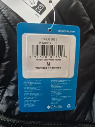 Chaqueta Larga Negra Columbia Mujer NUEVA