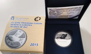 Moneda 10 Euros Plata España 2015 Paz