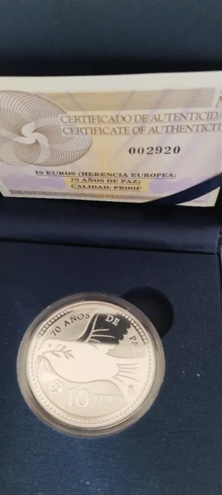 Moneda 10 Euros Plata España 2015 Paz