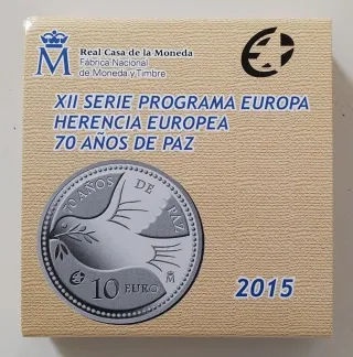Moneda 10 Euros Plata España 2015 Paz