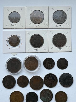 Lote 19 monedas antiguas cobre diferentes países