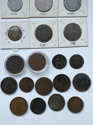 Lote 19 monedas antiguas cobre diferentes países
