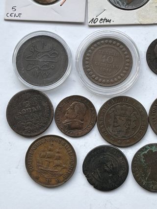 Lote 19 monedas antiguas cobre diferentes países