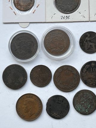 Lote 19 monedas antiguas cobre diferentes países