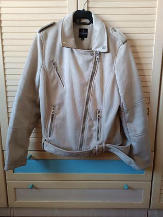 Chaqueta Biker Beige Antelina Talla 44