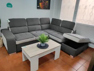 Sofá rinconera + puff reclinable