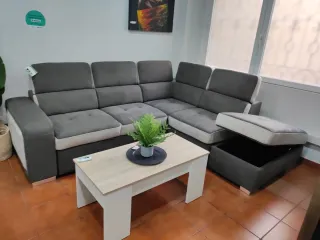 Sofá rinconera + puff reclinable