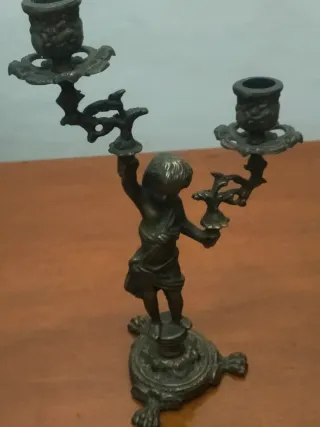 Coppia Candelabri Vintage Bronzo brunito