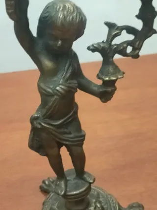 Coppia Candelabri Vintage Bronzo brunito