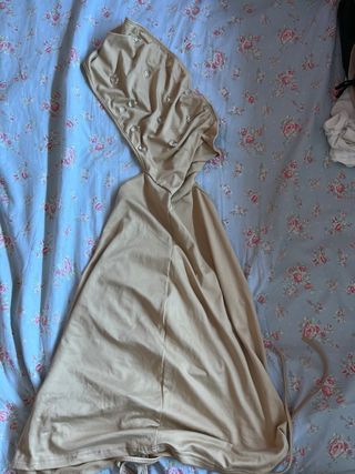 Vestido Beige Halter Ruched Talla L