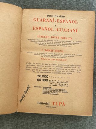 Dizionario Guaraní-Spagnolo (1950) Editorial Tupá