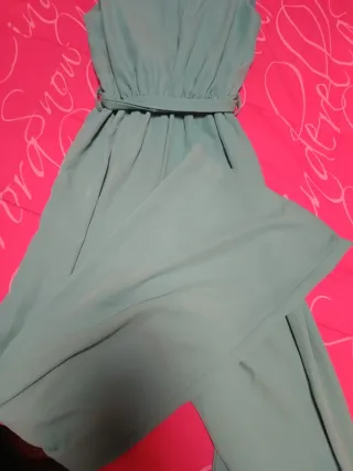 Mono turquesa elegante de pierna ancha