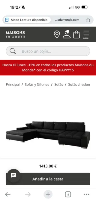 Sofá modular gris y negro