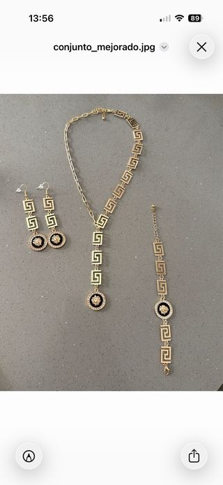 Conjunto estilo Versace collar, pulsera y pendient