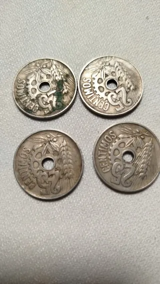 4 Monedas 25 Céntimos República Española 1934