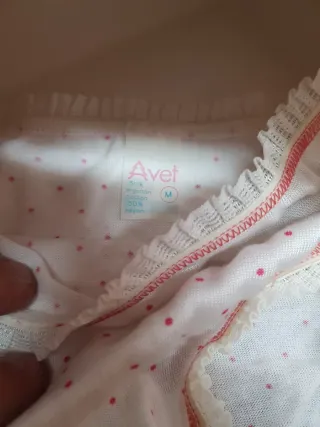 Conjunto lencería lunares rosa y blanco