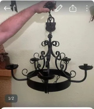 Lámpara rústica forja negra