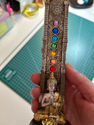 Quemador Incienso Buda 7 Chakras Metal Dorado