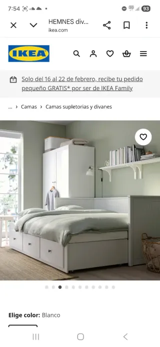 Sofá Cama Blanco IKEA HEMNES