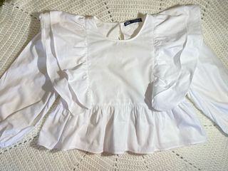 Blusa Zara Blanca Manga 3/4 Talla XS