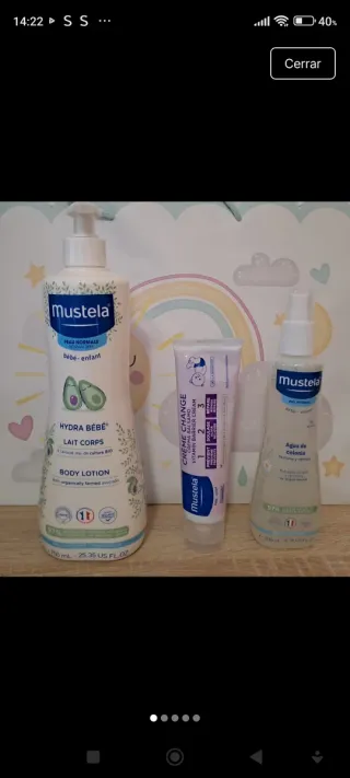 Lote Mustela: Crema, Loción y Agua de Colonia