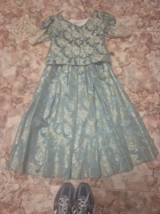 Vestido Fallera Verde y Dorado