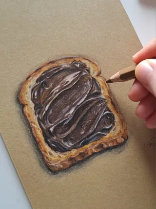 Originale disegno iperrealistico toast cioccolato