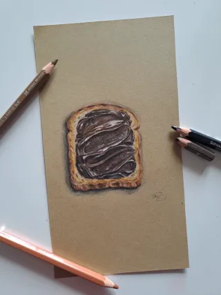 Originale disegno iperrealistico toast cioccolato