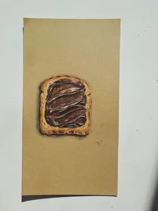 Originale disegno iperrealistico toast cioccolato