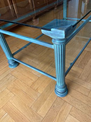 Mesa de centro cristal y metal