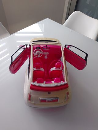 Coche Barbie Fiat 500 Descapotable Rosa