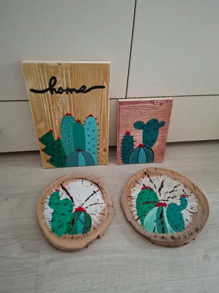 Quadri in legno con cactus