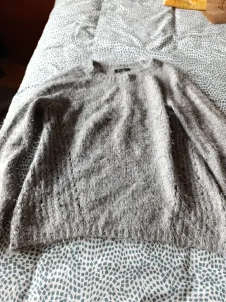 Jersey mujer gris peludo